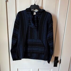 Men's Striped Black and Blue Sweater